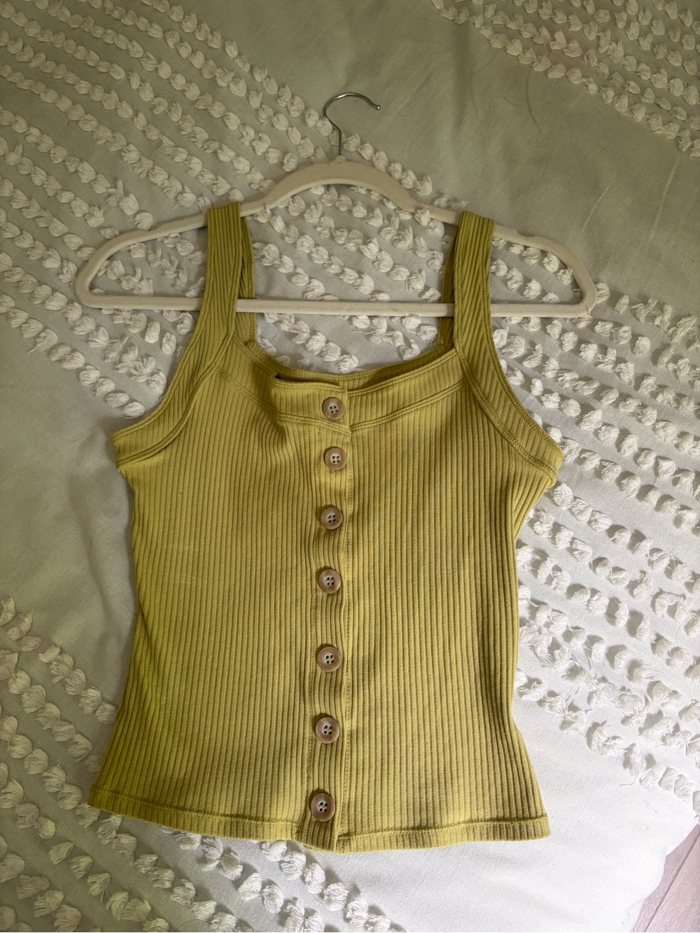 Lulu's Ribbed Button-Front Tank Top in Olive